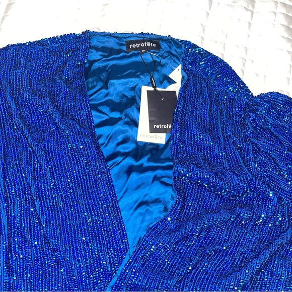 NEW❗️Retrofete Audrey Shimmery Robe Wrap Dress in Royal Blue 💙 - Picture 12 of 12